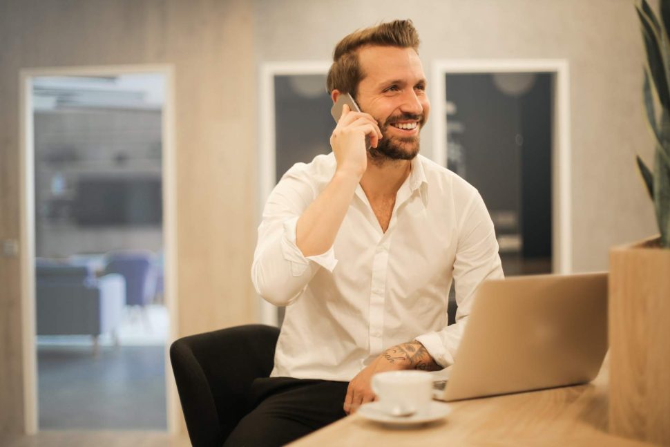 Salesperson prospecting on the phone.